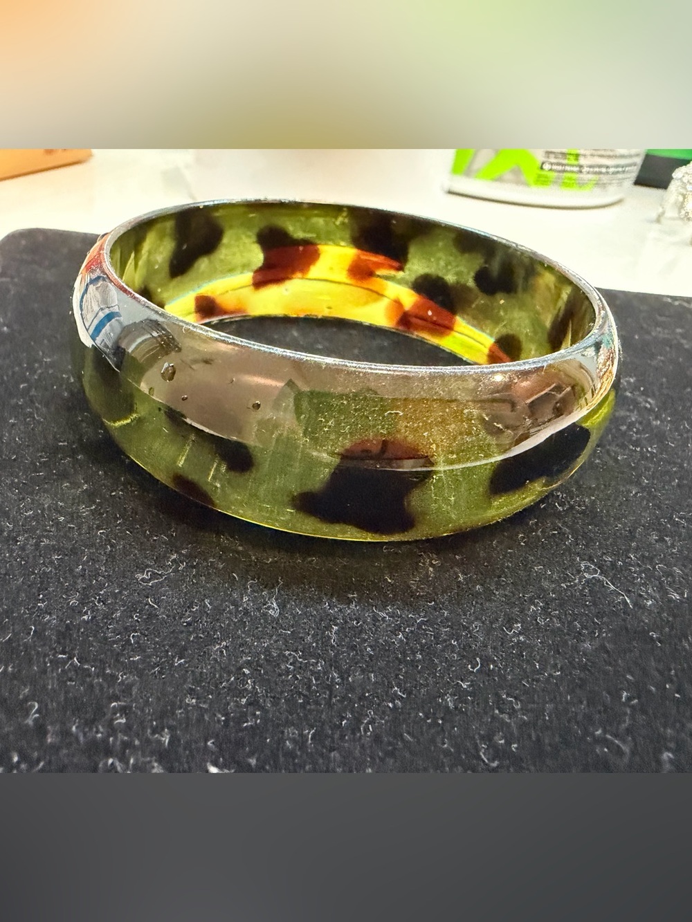 Tortoiseshell Resin Bangle Bracelet 8 in